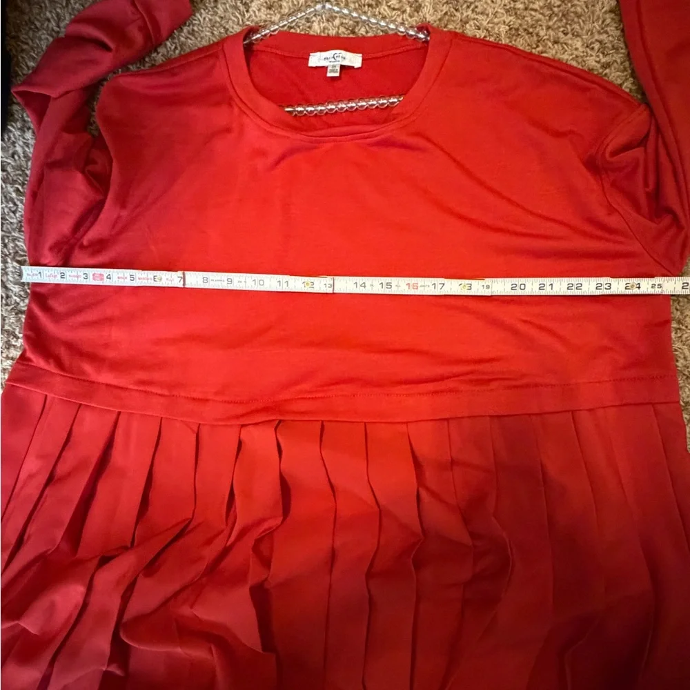Moa Moa‎ Vibrant Red Women’s Pleated Babydoll  Dress NWT